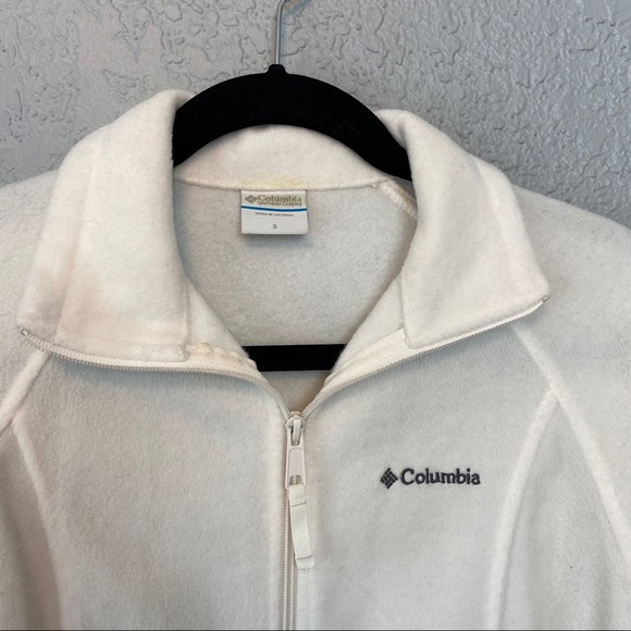 COLUMBIA WHITE FLEECE ZIP-UP JACKET {Small} - Picture 2 of 7